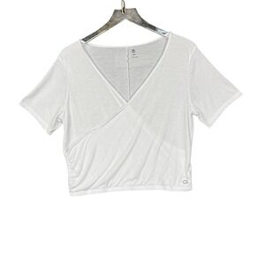 Gap GapFit Shirt Womens Large White V Neck Wrap Style Tee Balletcore Lightweight